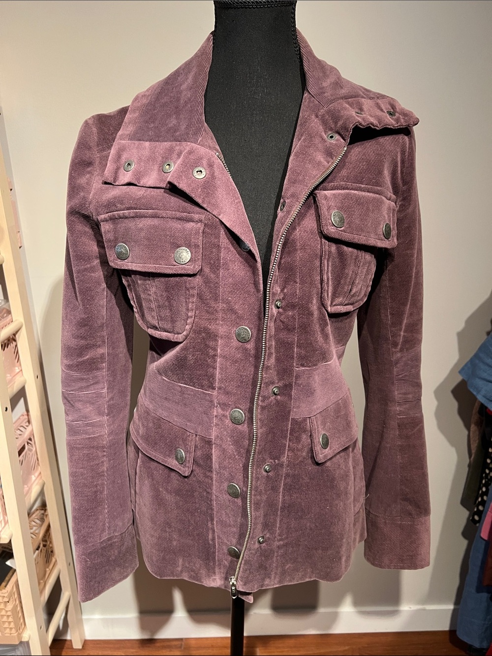 Vintage Cacharel fitted jacket; purple no wale corduroy